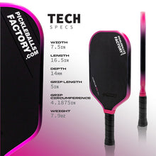 Cargar imagen en el visor de la galería, Gen 3 Propulsion Core Pickleball Paddle FACTORY-Thermoformed T700 Foam-filled protective border 14mm Carbon surface treatment