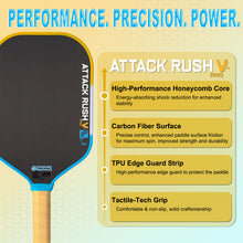 Load image into Gallery viewer, Pro V Series Raw Carbon Fiber Textured Surface Enhanced Frame PP Core 16mm GEN 5 Pickleball Paddle