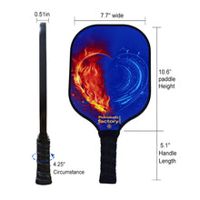 Load image into Gallery viewer, Pickleball Paddle | Pickleball Paddles | Indoor Pickleball Near Me | SX0073 RED FIRE BLUE HEART Pickleball Paddles Designs