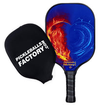 Load image into Gallery viewer, Pickleball Paddle | Pickleball Paddles | Indoor Pickleball Near Me | SX0073 RED FIRE BLUE HEART Pickleball Paddles Designs
