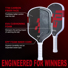 Load image into Gallery viewer, Gen 5 Pickleball Paddle Thermoformed Toray T700 Carbon Fiber Full Foam Core With Custom Design
