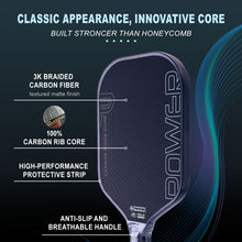 Charger l'image dans la galerie, High-Quality Pickleball Paddle GX2 Extended Model High Rotation 3K Original Carbon Fiber Core Thick Ultra-Surface Portable
